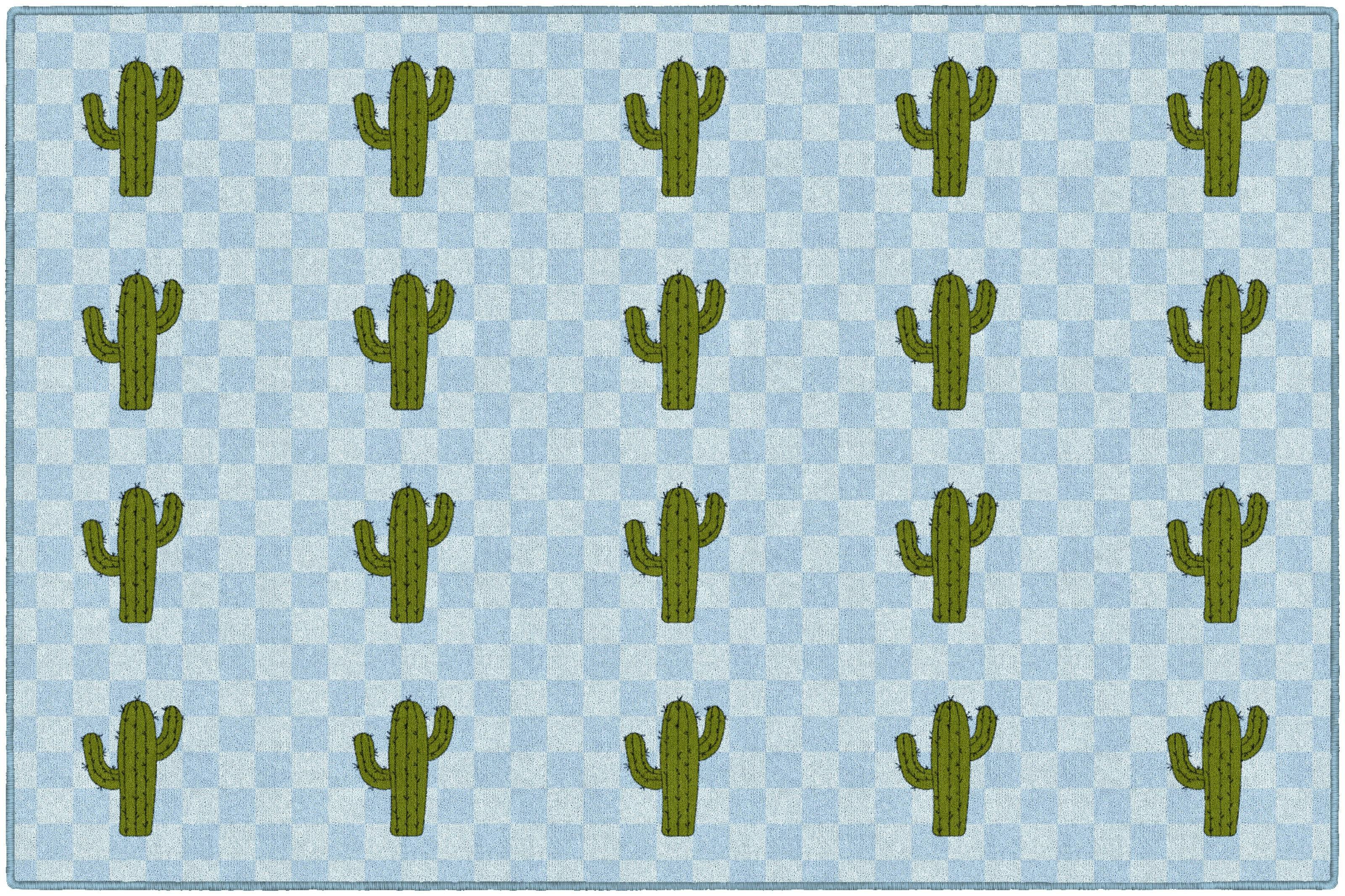 Cactus Sit Spots on Light Blue | Classroom Rugs | Schoolgirl Style