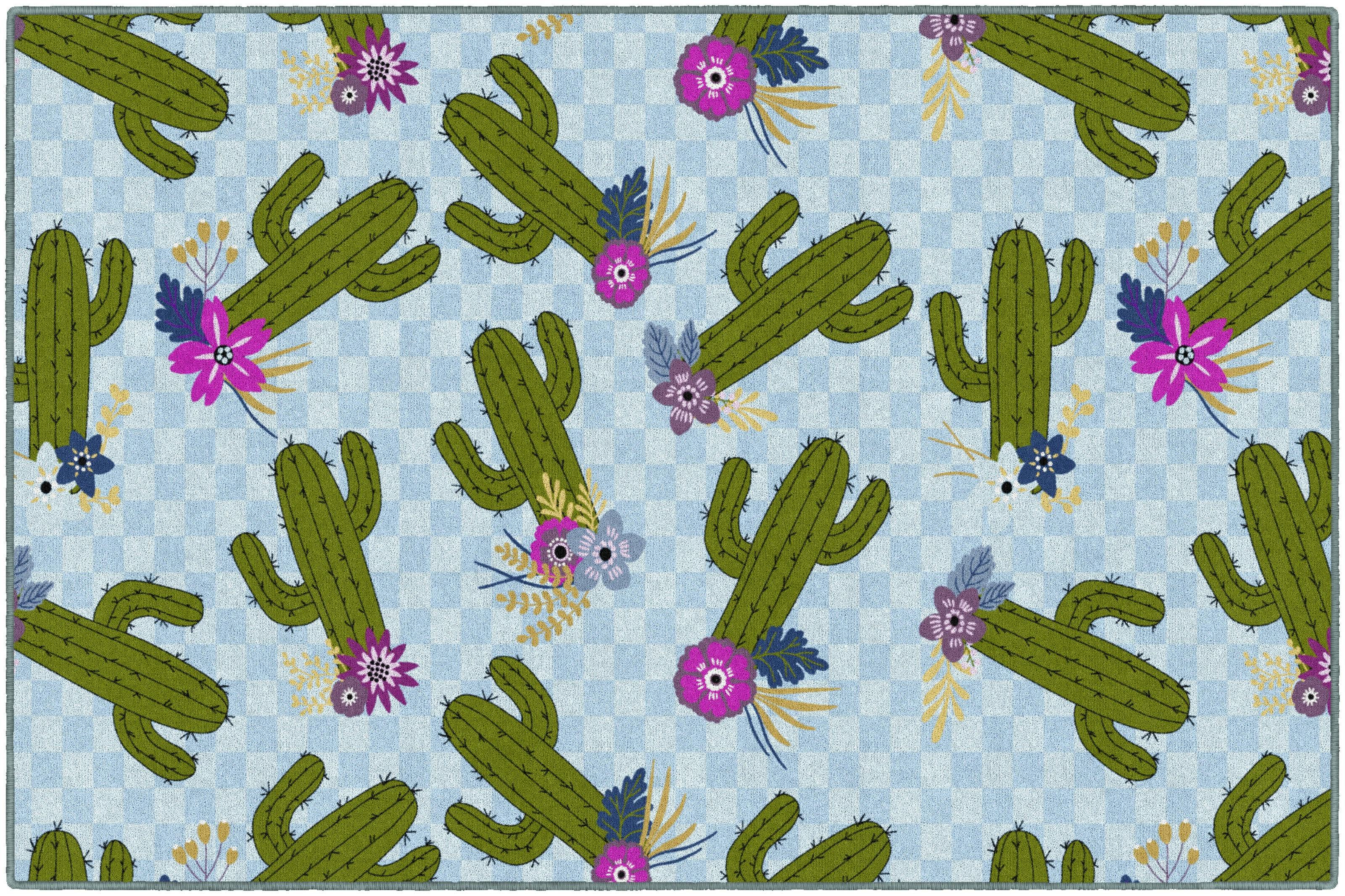 Cactus Patterns on Light Blue | Classroom Rugs | Schoolgirl Style