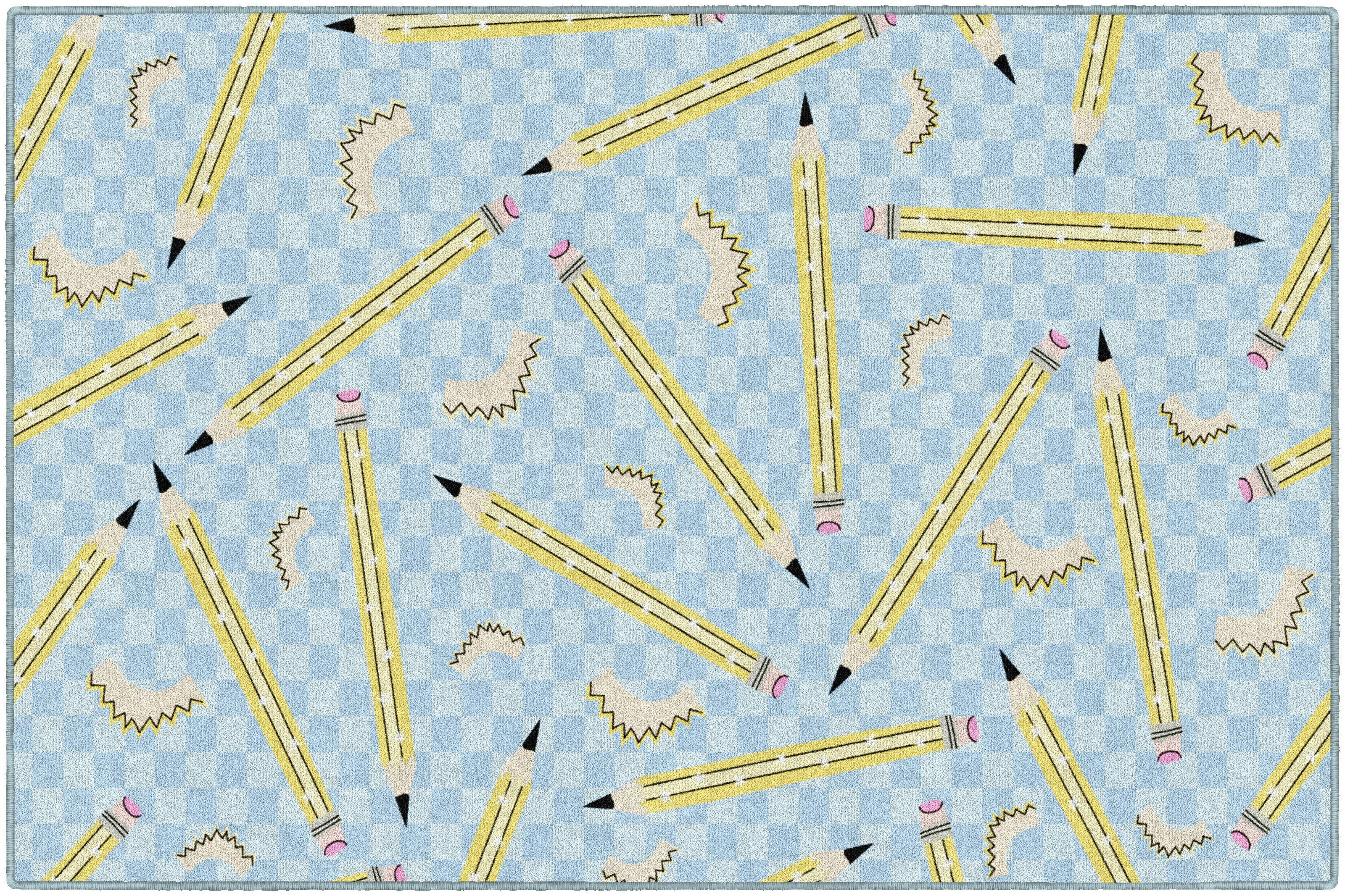 Pencils on Blue | Classroom Rugs | Schoolgirl Style