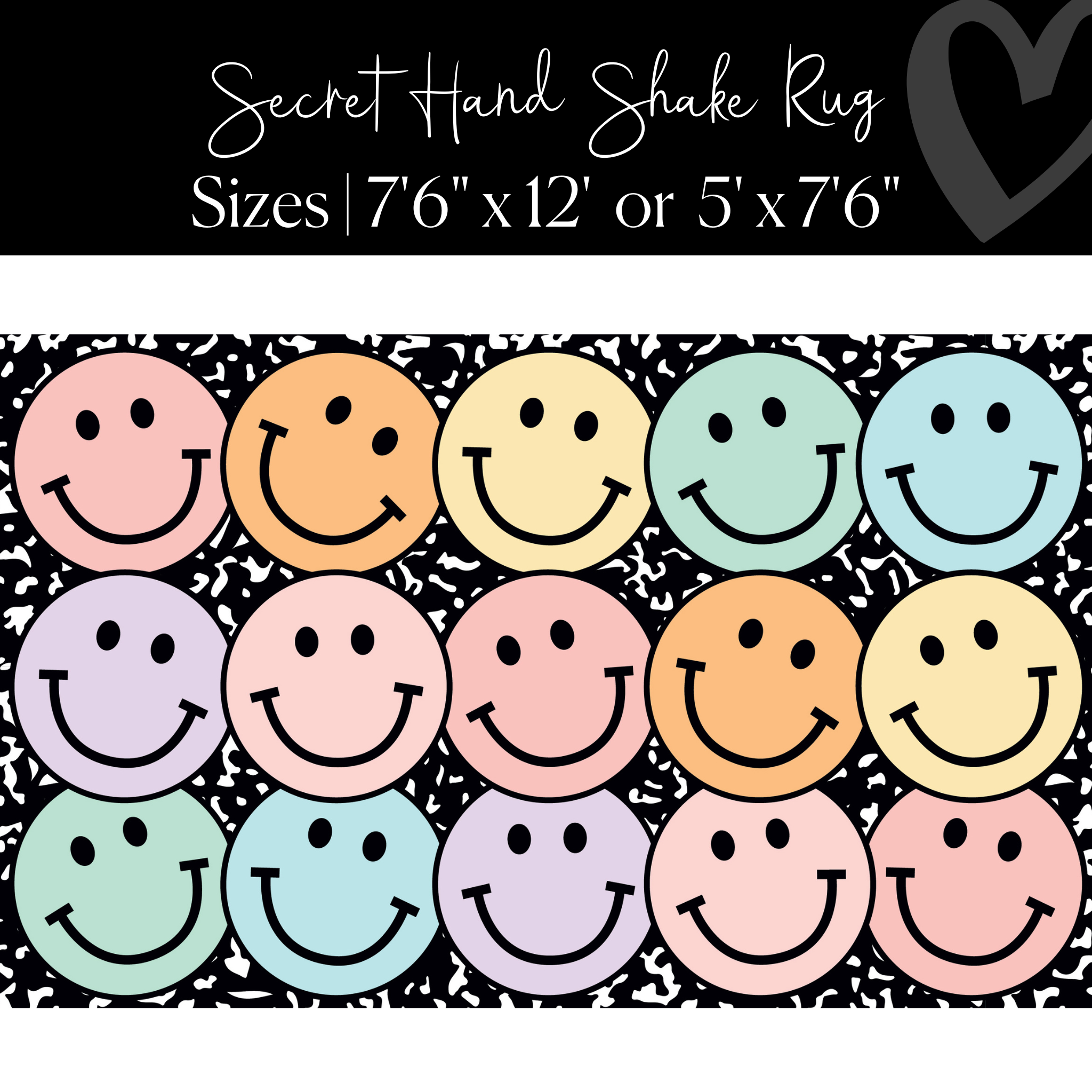 Pastel Rainbow Smileys on Notebook Rug | Pastel Classroom Rug | Secret Hand Shake | Schoolgirl Style
