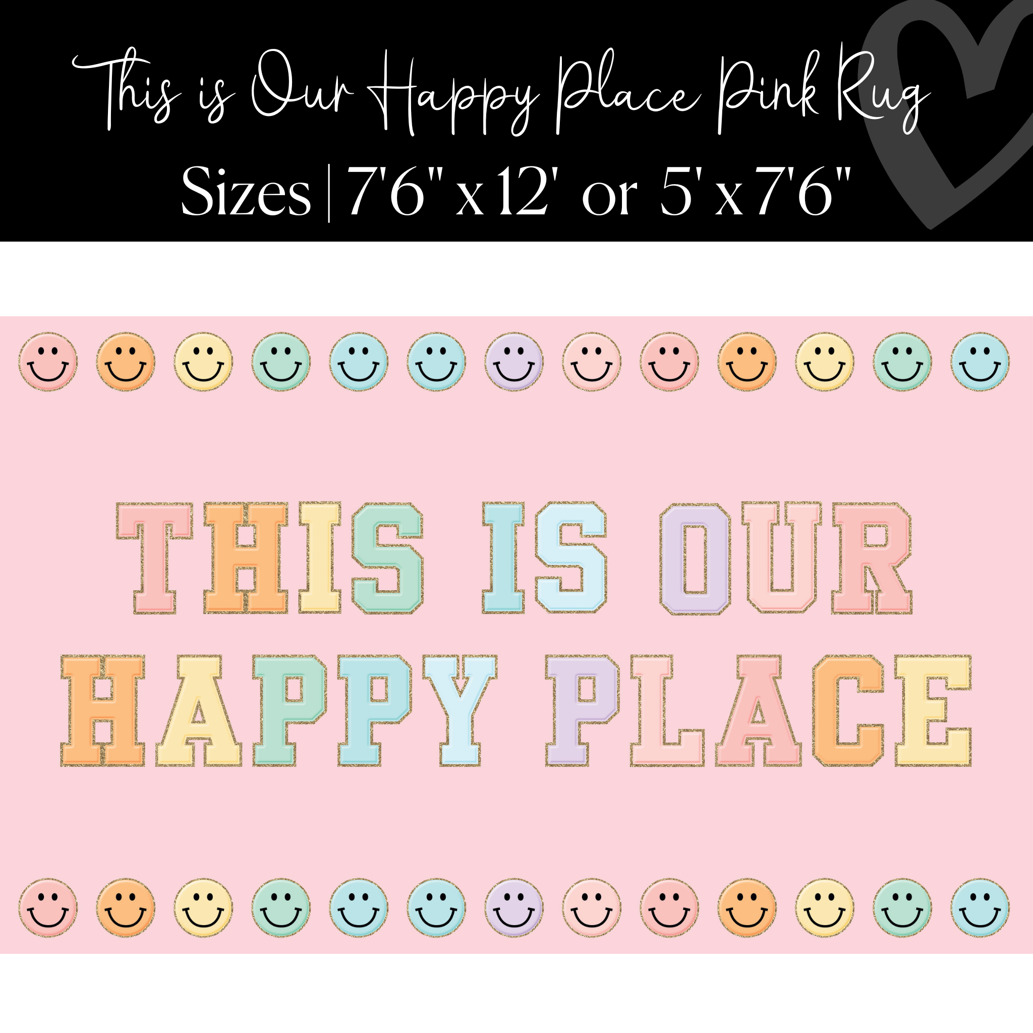 Pink "This is Our Happy Place" Rug | Rainbow Classroom Rug | Pastel Classroom Rug | Schoolgirl Style