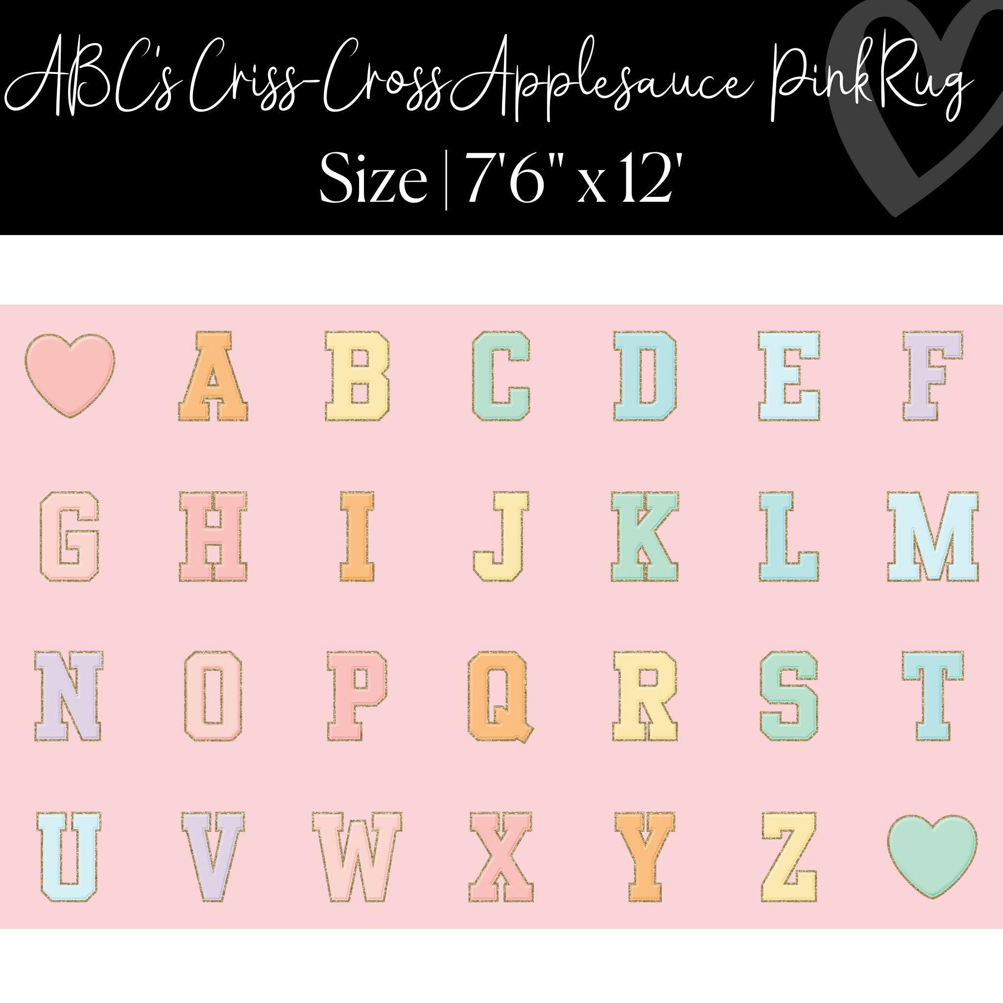 Pink Rug with ABC | Sit Spot Rug | Seating Rug | Rainbow Classroom Rug | Pastel Classroom Rug | Schoolgirl Style